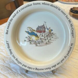 Wedgwood Peter Rabbit shallow bowl - Cream with Blue and Red Accents